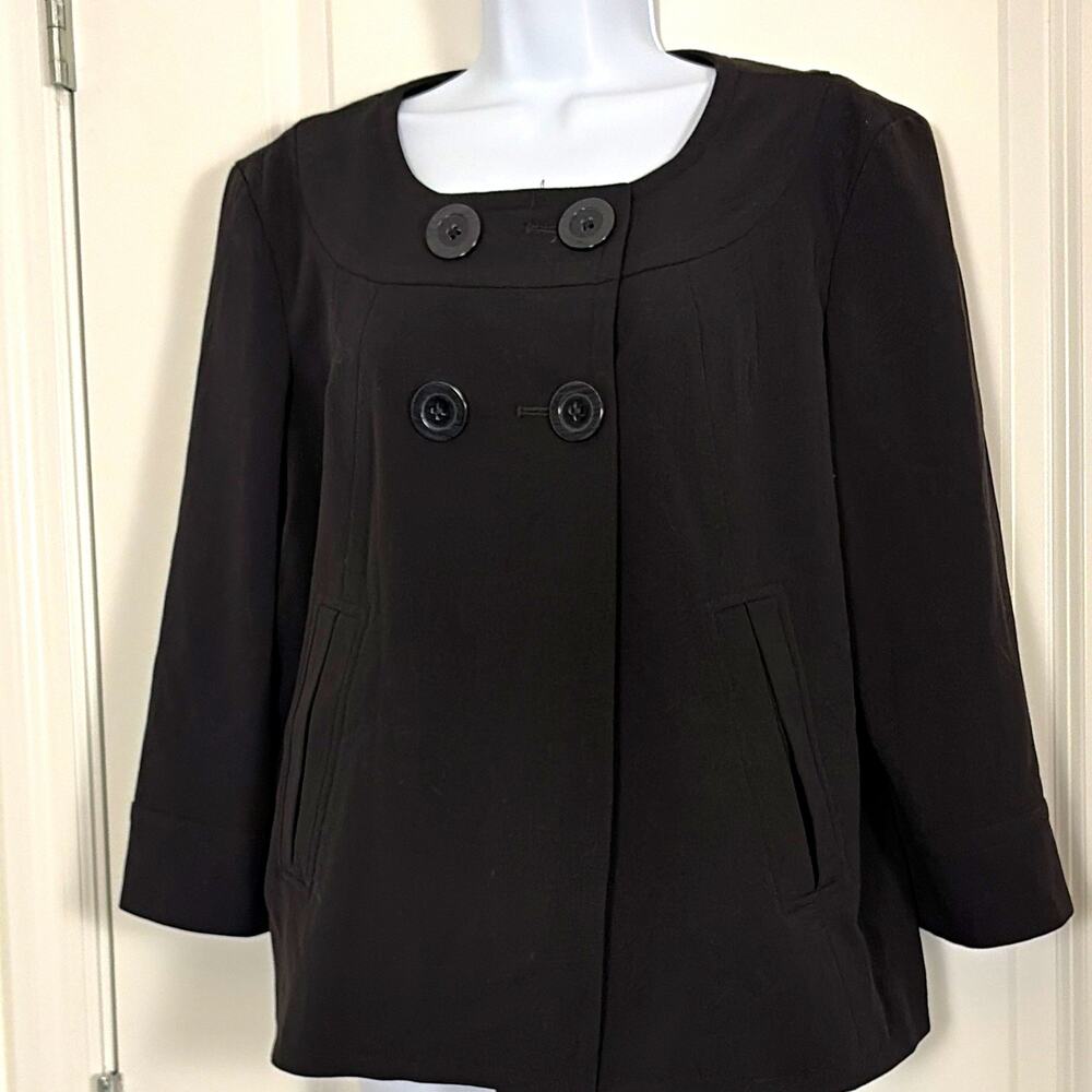 New Directions cropped double breasted jacket 3/4 sleeves lg
